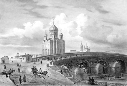 Вид Каменного моста и храма Христа Спасителя